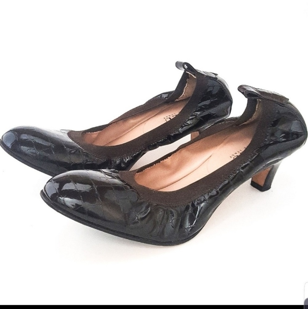 Anyi Lu Croc "Payge" embossed toe Brown 10.5 US